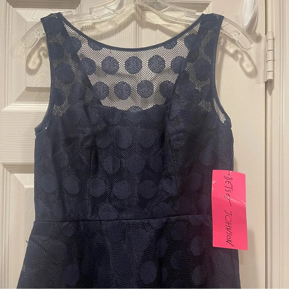 Betsey Johnson Navy Polka Dot Fit and Flare 50s Inspired Party Dress Sz 4 - Picture 3 of 10